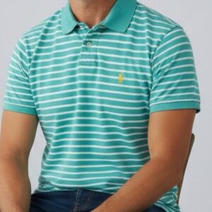 Ralph Lauren Aqua and White Mens Polo Shirt XLT